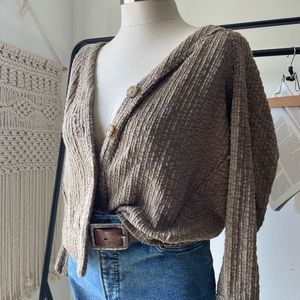 COPY - Olive green/brown textured button down cardigan